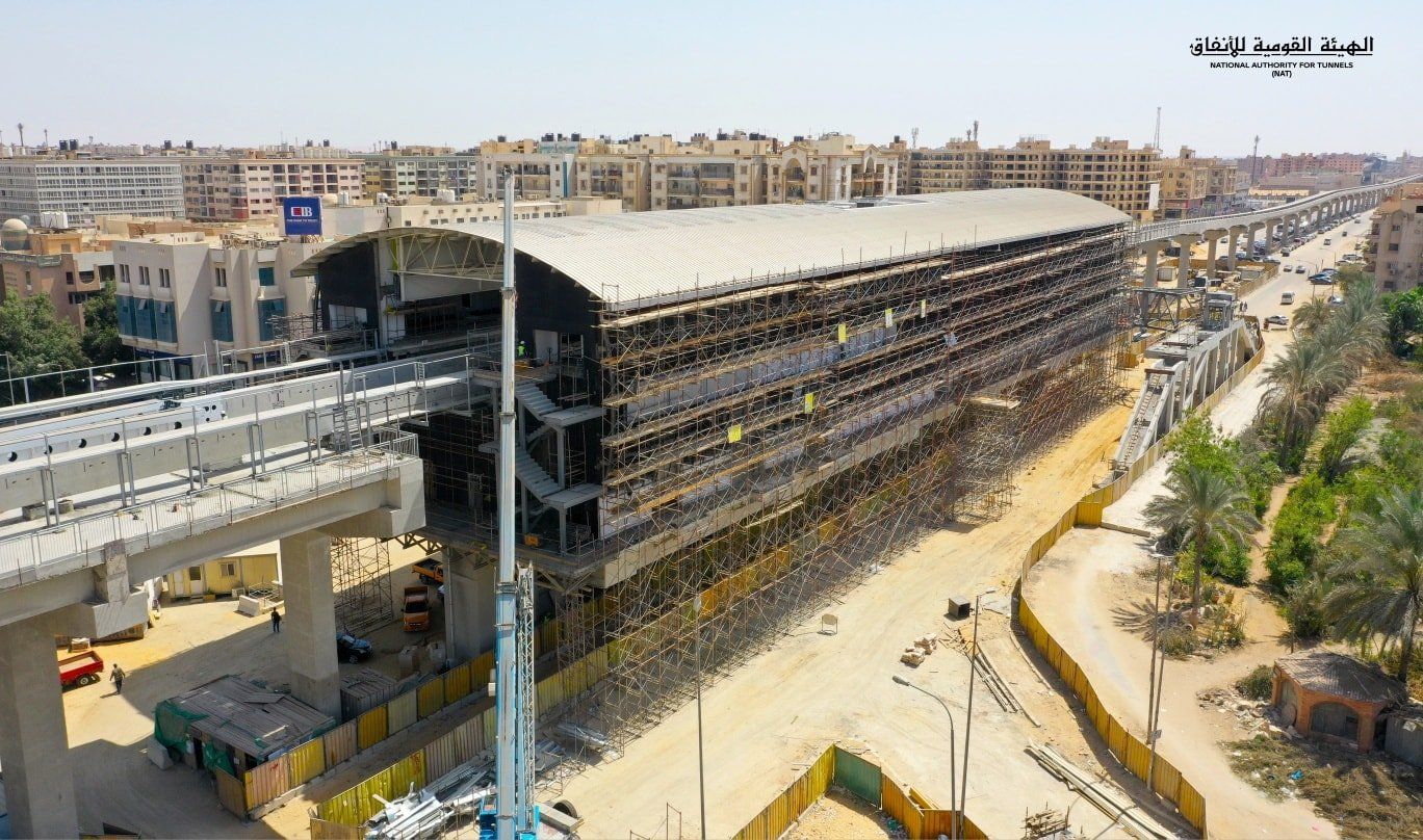 شاهد محطة جامعة 6 أكتوبر بمشروع مونوريل غرب النيل