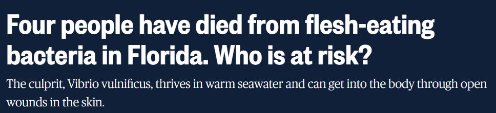 وفاة 4 أشخاص فى فلوريدا بسبب البكتيريا الآكلة للحوم..ما هى طرق الوقاية منها؟