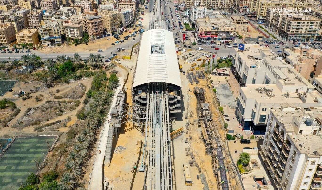 شاهد محطة جامعة 6 أكتوبر بمشروع مونوريل غرب النيل