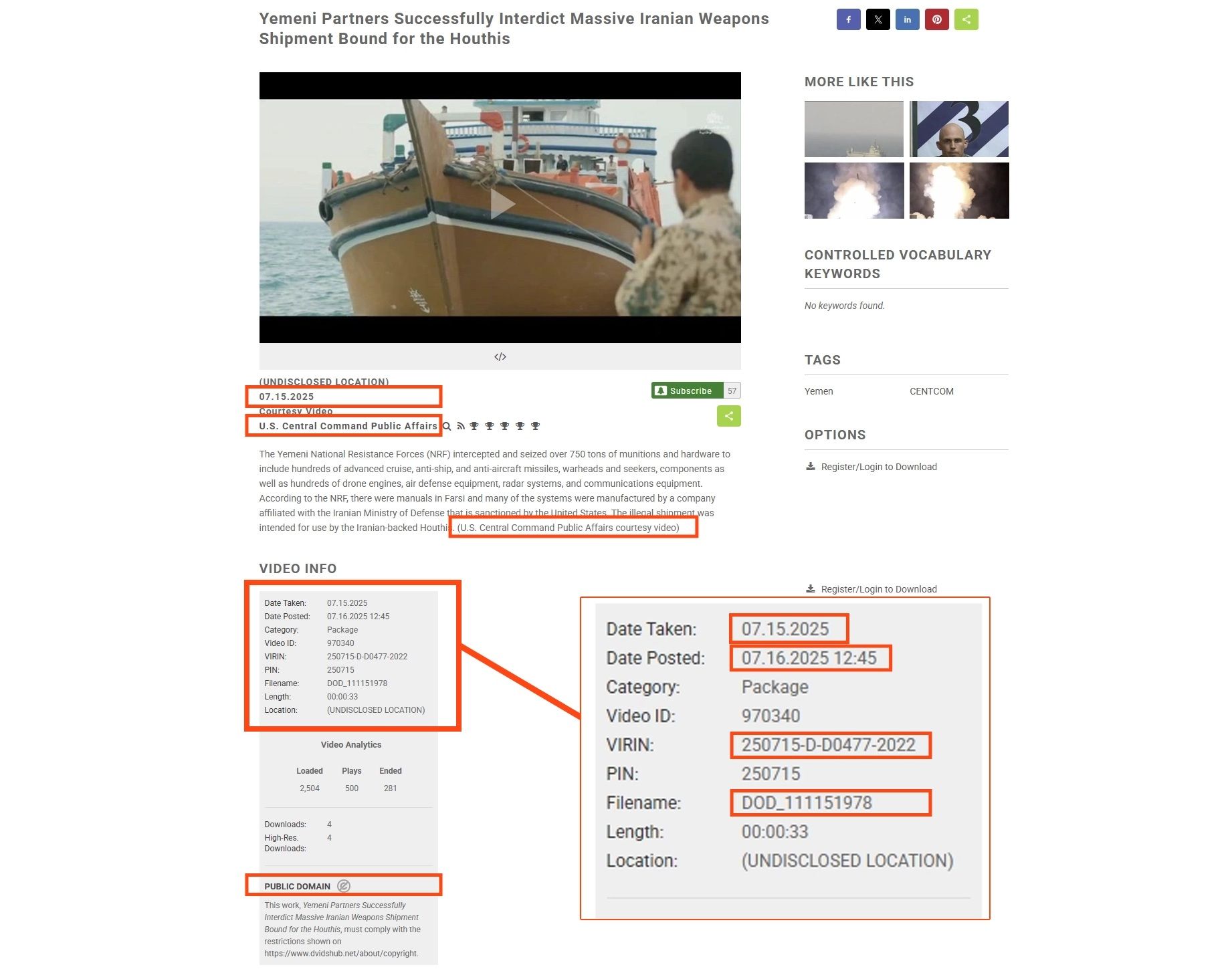 تفاصيل لم تُكشف.. ماذا حدث خلال ضبط شحنة الأسلحة الإيرانية في البحر الأحمر؟
