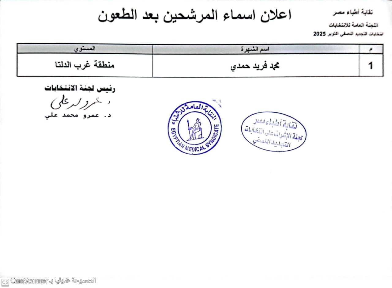 لجنة الانتخابات بنقابة الأطباء تعلن أسماء المرشحين بعد انتهاء الطعون والبت فيها