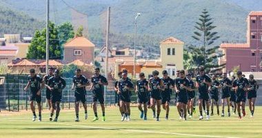 مران بدني للاعبي الأهلي فى الفندق قبل مواجهة الملعب التونسي وديا اليوم