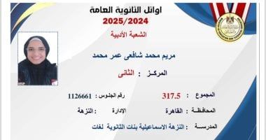 أوائل الثانوية العامة 2025.. مريم الثانية على الجمهورية: أسرتى سبب فرحتى