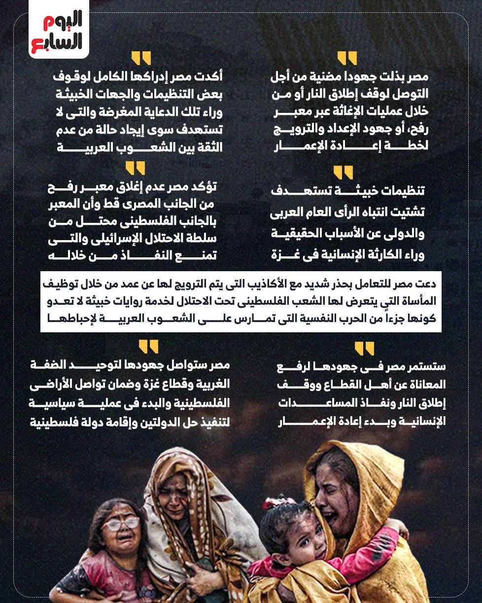 مصر تستهجن الدعاية المغرضة لتشويه دورها الداعم للقضية الفلسطينية (إنفوجراف)