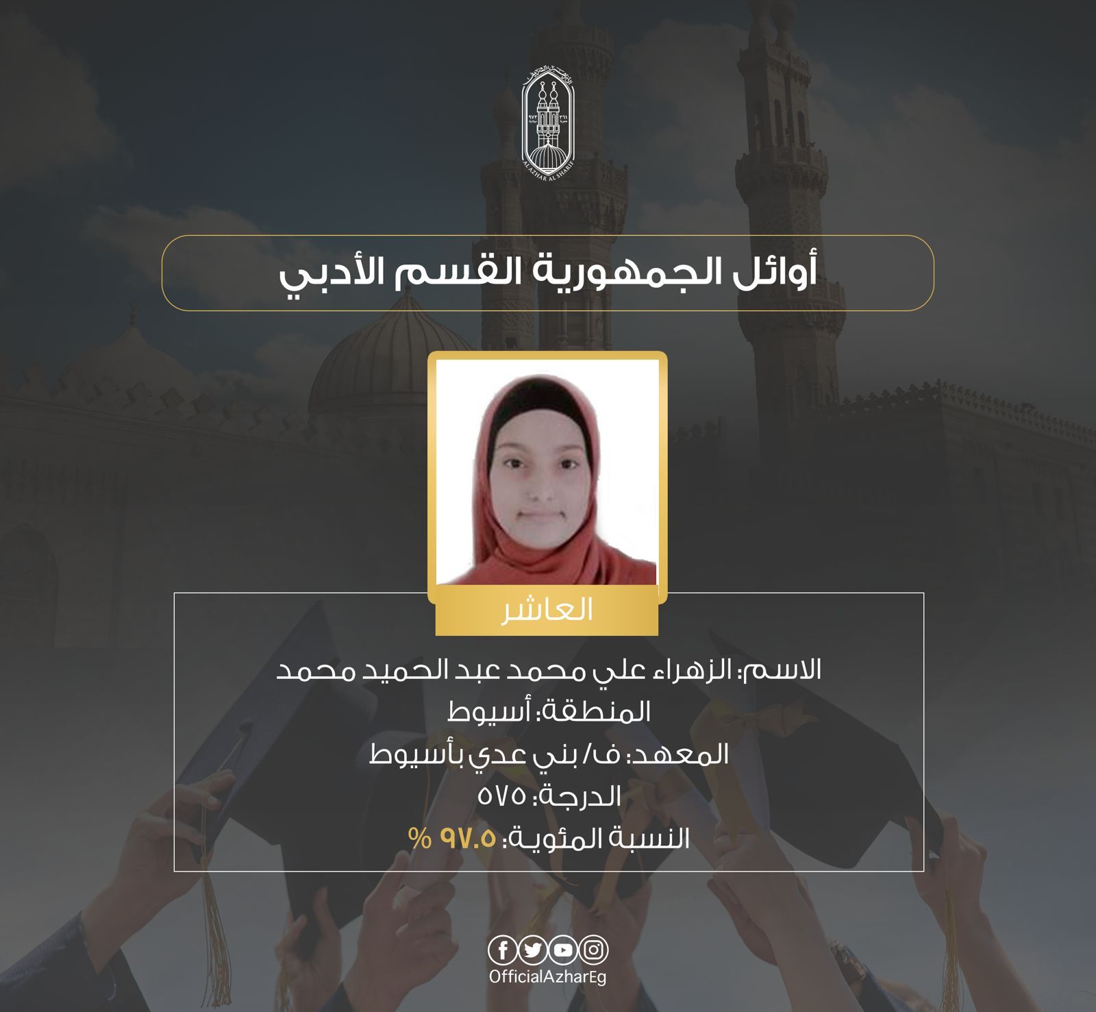 بالأسماء.. وكيل الأزهر يعلن أوائل القسم الأدبي بالشهادة الثانوية الأزهرية