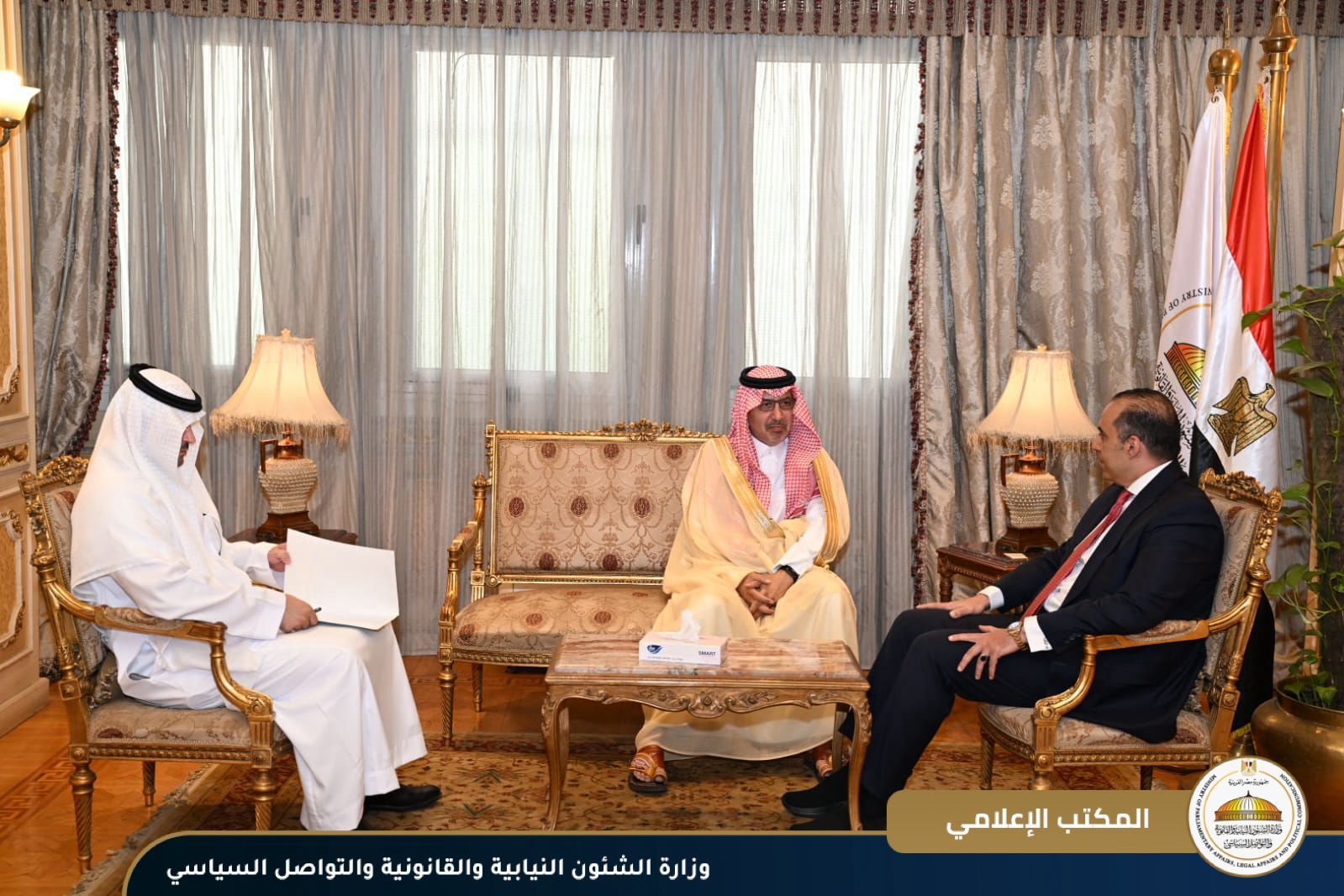 وزير الشئون النيابية يؤكد خلال لقائه السفير السعودي متانة العلاقات بين البلدين