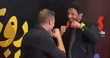 حسن الرداد يلعب بوكسينج ومحمد ثروت بصحبة أسرته فى عرض فيلم روكي الغلابة