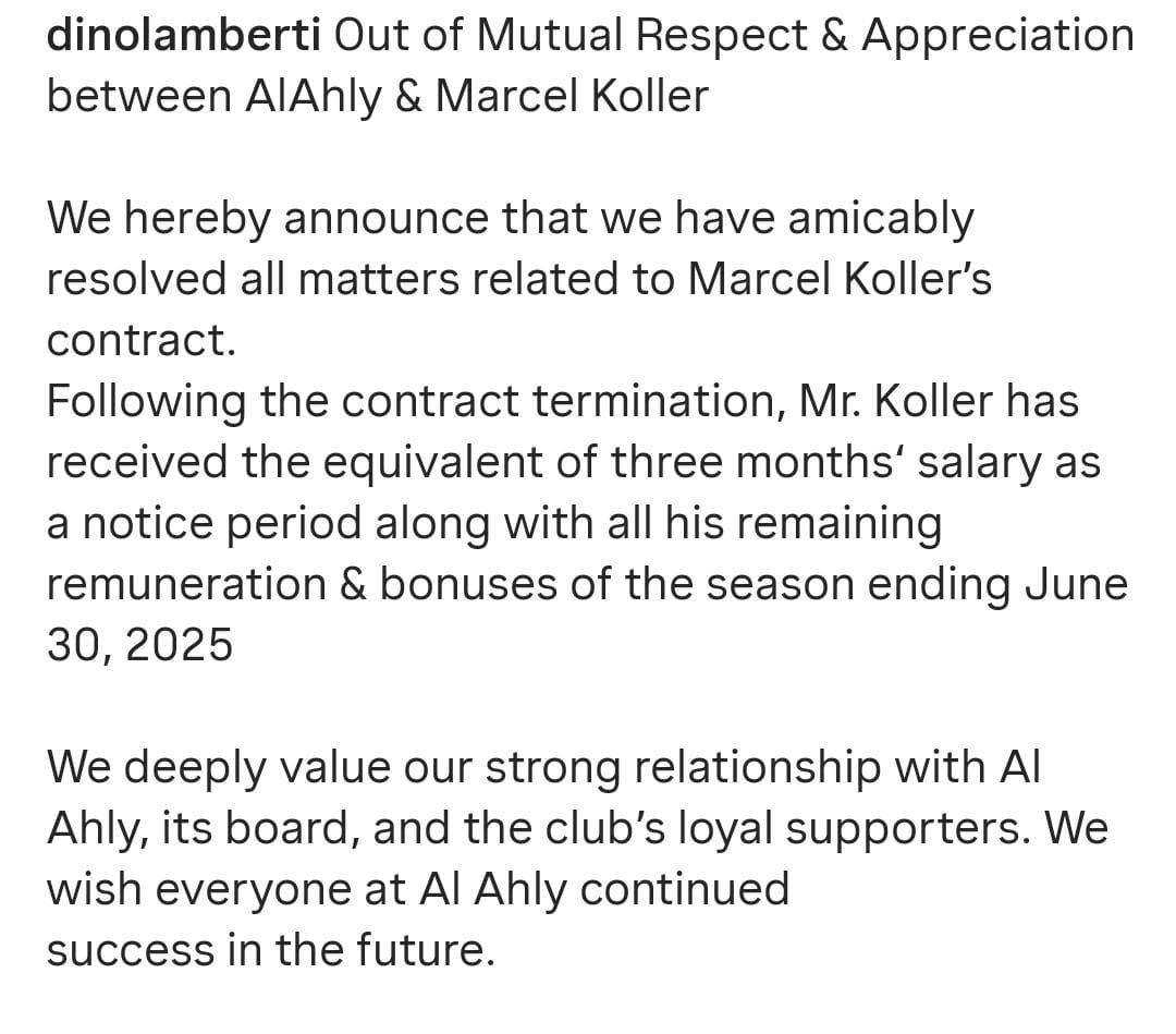 انتهاء أزمة مستحقات كولر مع الأهلى براتب 3 أشهر ومتأخرات الموسم