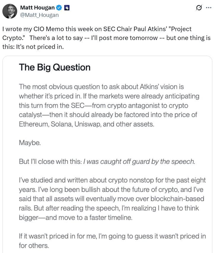 تغيير توجه هيئة الأوراق المالية الأمريكية تجاه العملات المشفرة "لم يُسعَّر بعد".. بحسب مسؤول في Bitwise