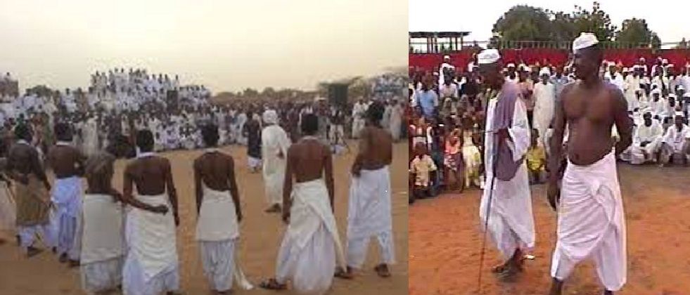 شاهد بالفيديو.. في تصرف غريب.. فتاة سودانية تقتحم حفل رجالي وتجلد نفسها بــ”السوط” بعد أن رفض الحاضرون الإستجابة لطلبها بجلدها أسوة بالرجال