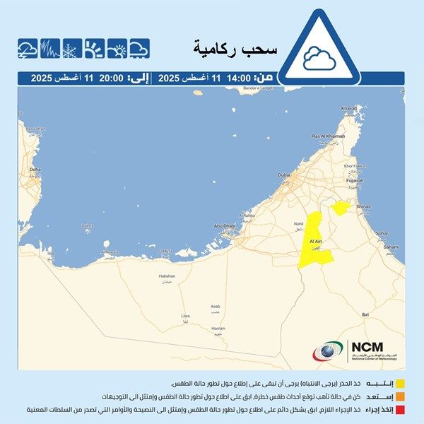 الأرصاد: فرصة تكون سحب ركامية يصاحبها سقوط أمطار
