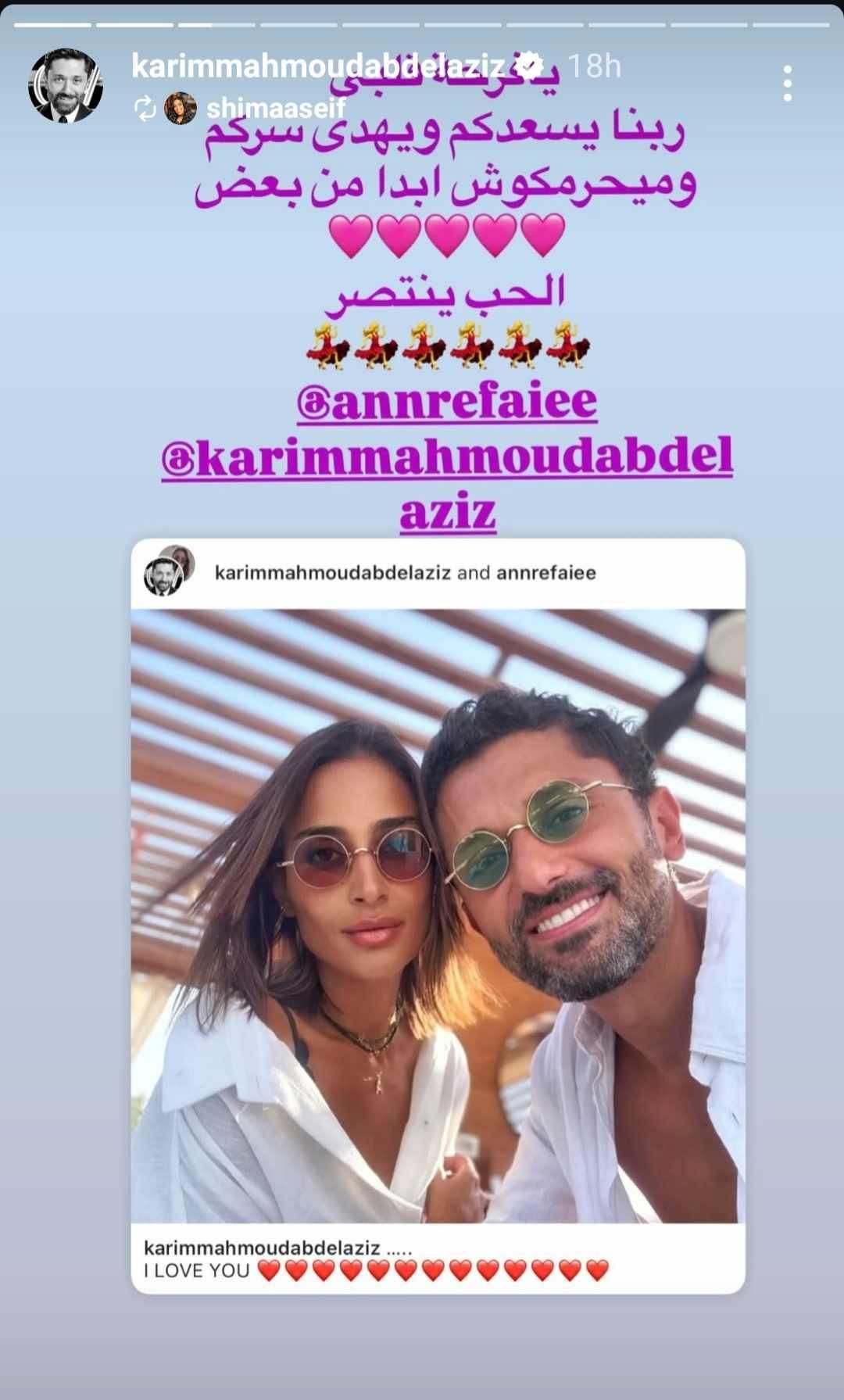 نجوم الفن يحتفلون بعودة كريم محمود عبد العزيز وآن الرفاعي