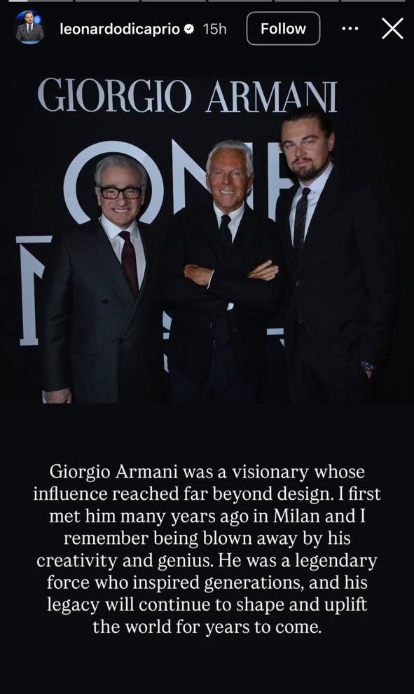 النجوم والمشاهير ينعون جورج أرماني بكلمات وصور مؤثرة