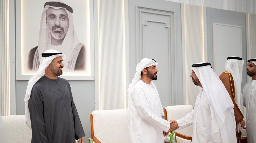 نهيان بن زايد وذياب بن محمد بن زايد يحضران حفل استقبال بمناسبة زفاف حمد خالد الكعبي
