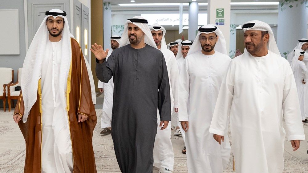 نهيان بن زايد وذياب بن محمد بن زايد يحضران حفل استقبال بمناسبة زفاف حمد خالد الكعبي