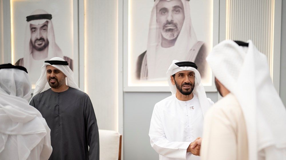 نهيان بن زايد وذياب بن محمد بن زايد يحضران حفل استقبال بمناسبة زفاف حمد خالد الكعبي