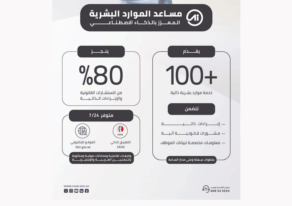 إطلاق مساعد الموارد البشرية المدعوم بالذكاء الاصطناعي في حكومة الإمارات