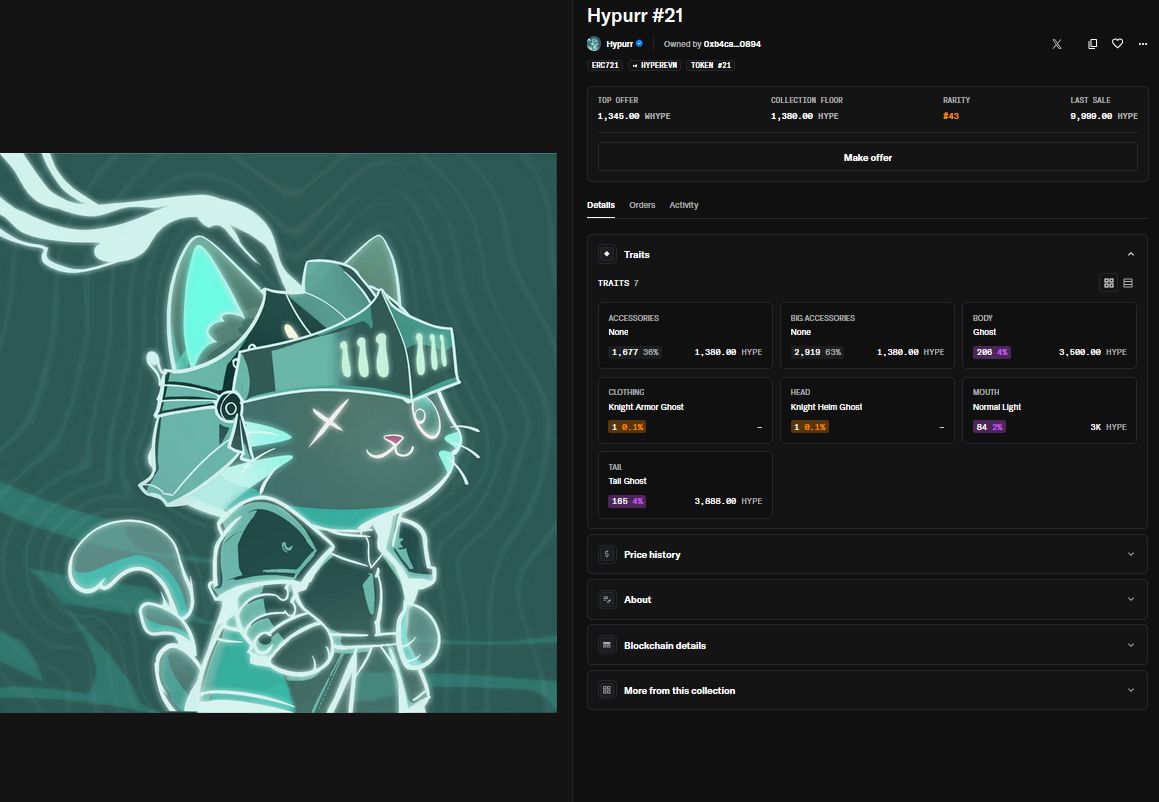 بيع مبكر لرمز NFT من مجموعة Hypurr مقابل 467 ألف دولار
