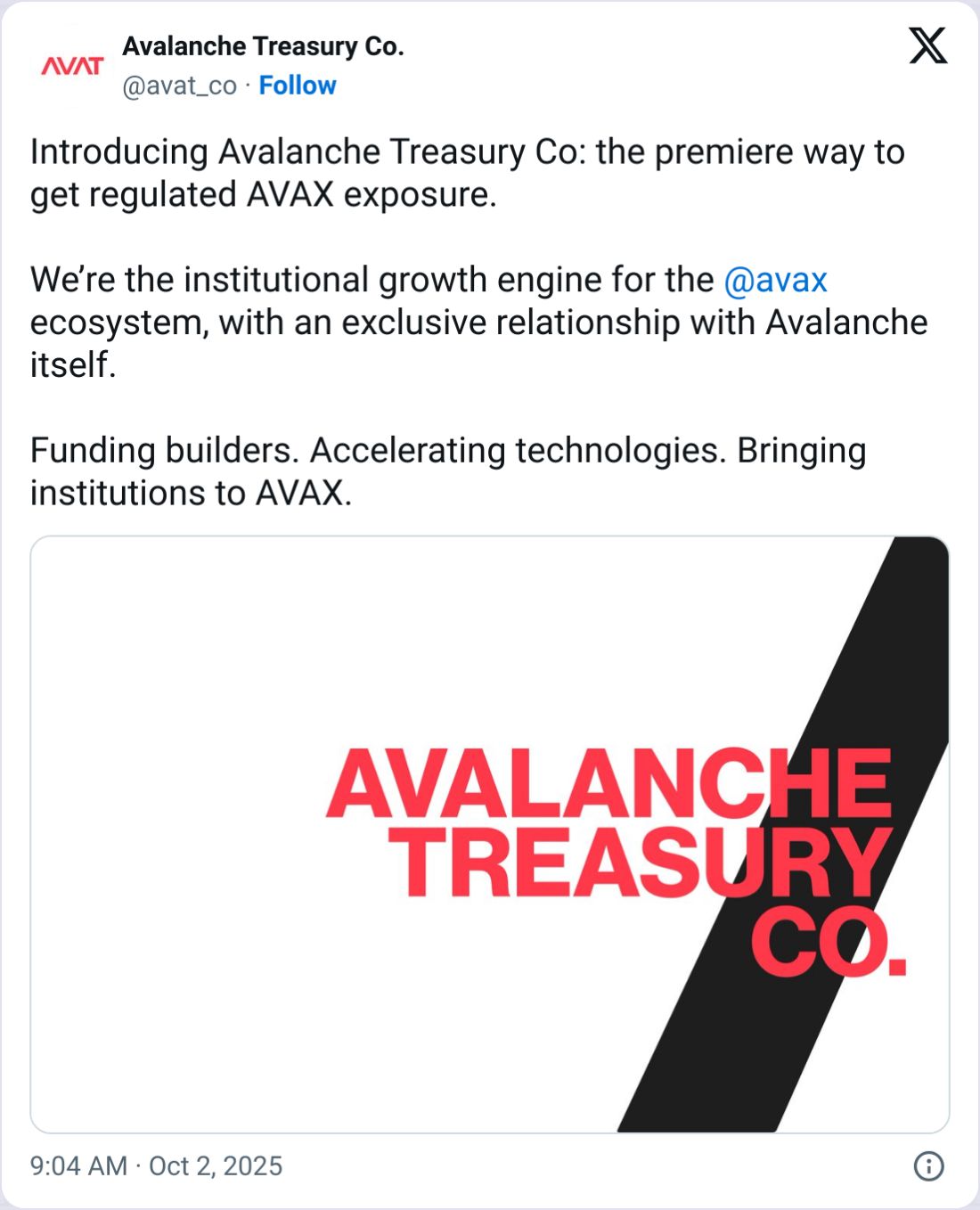 ارتفاع Avalanche مع إعلان شركة خزينة عن نيتها شراء مليار دولار بعد صفقة اندماج SPAC