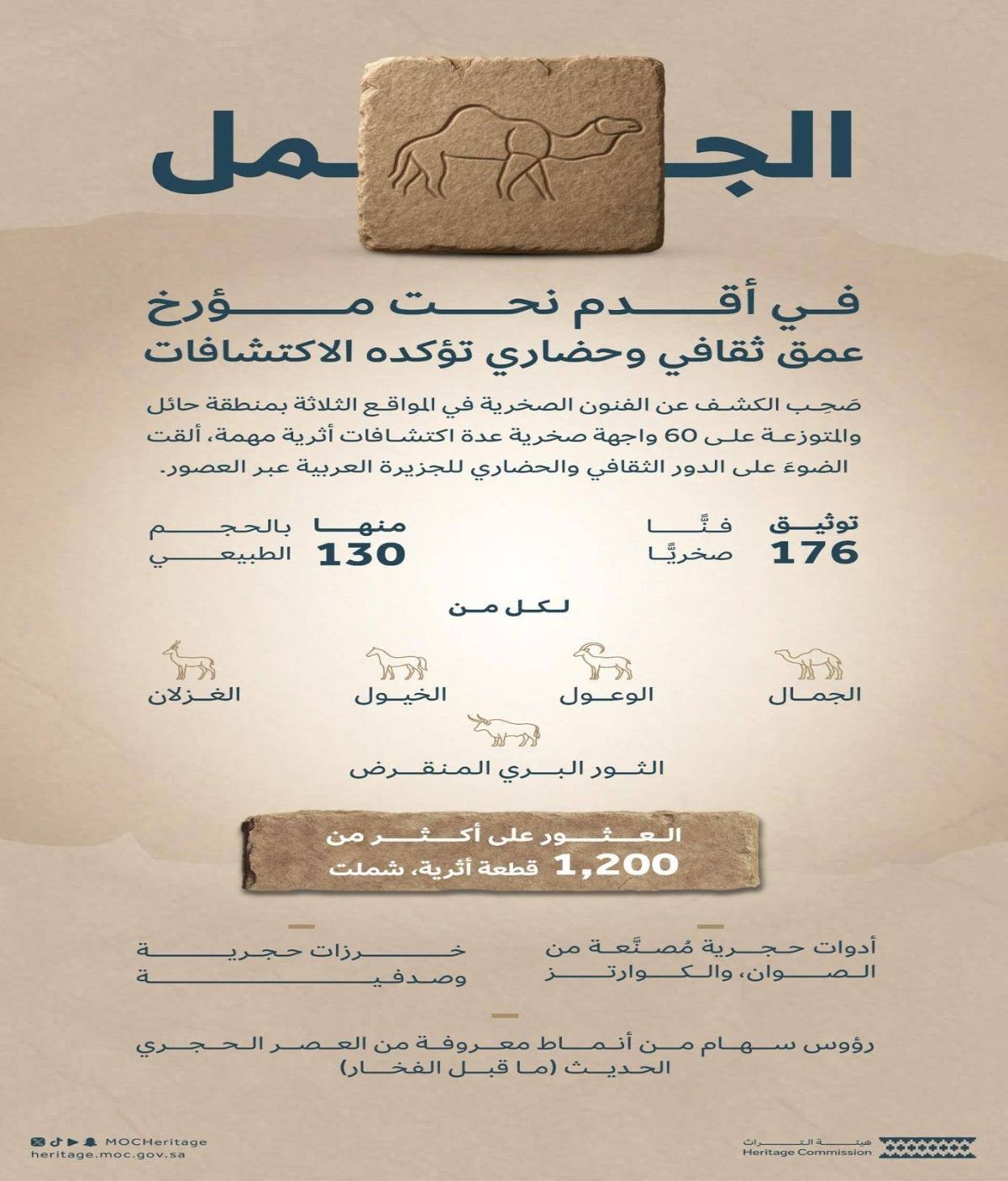 اكتشاف يوثق +12 ألف سنة من مواقع الفن الصخري في صحراء النفود