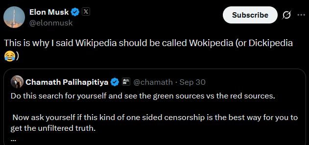 إيلون ماسك يعلن عن إطلاق "Grokipedia" خلال أسبوعين لمواجهة "الأكاذيب" و"أنصاف الحقائق"