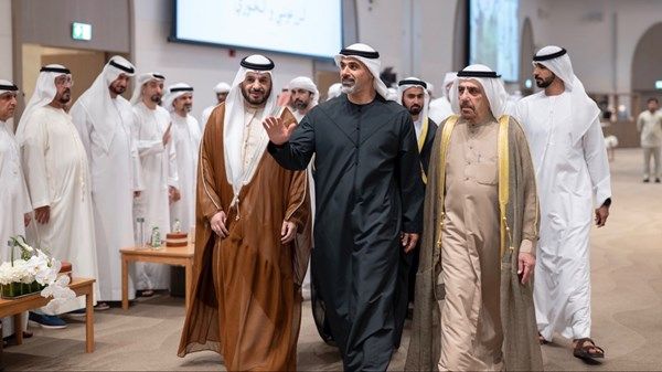 خالد بن محمد بن زايد يحضر حفل استقبال بمناسبة زفاف عبدالعزيز وعبدالله نجلي فيصل عبدالعزيز البناي