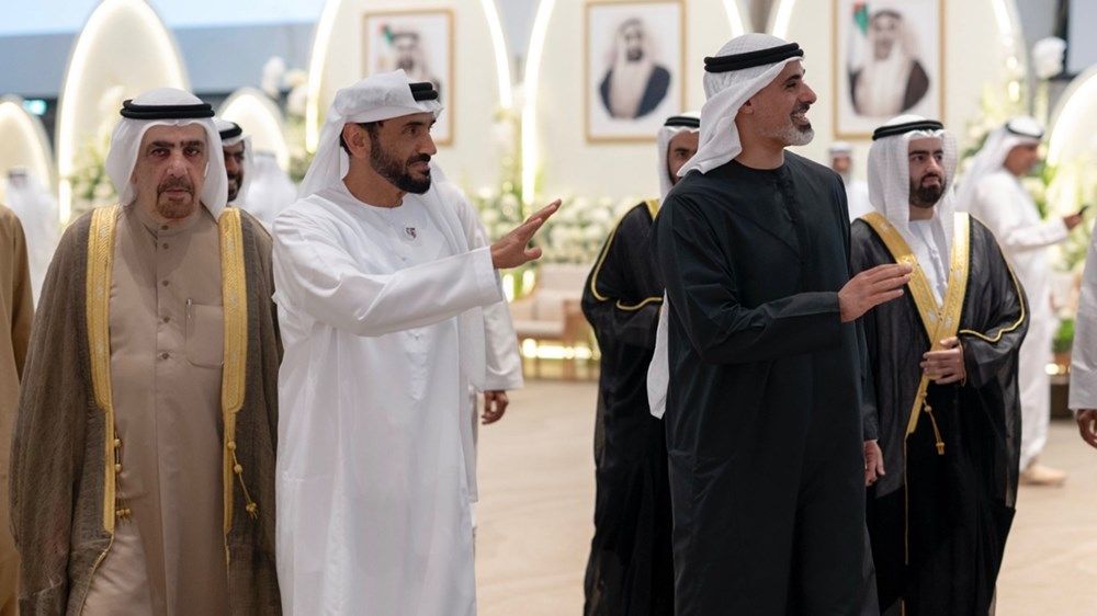 خالد بن محمد بن زايد يحضر حفل استقبال بمناسبة زفاف عبدالعزيز وعبدالله نجلي فيصل عبدالعزيز البناي