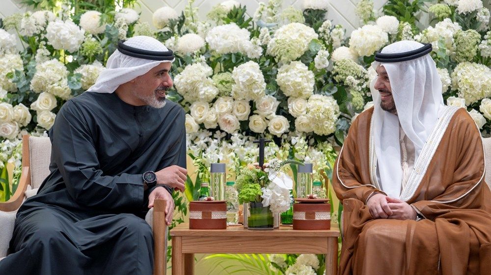 خالد بن محمد بن زايد يحضر حفل استقبال بمناسبة زفاف عبدالعزيز وعبدالله نجلي فيصل عبدالعزيز البناي