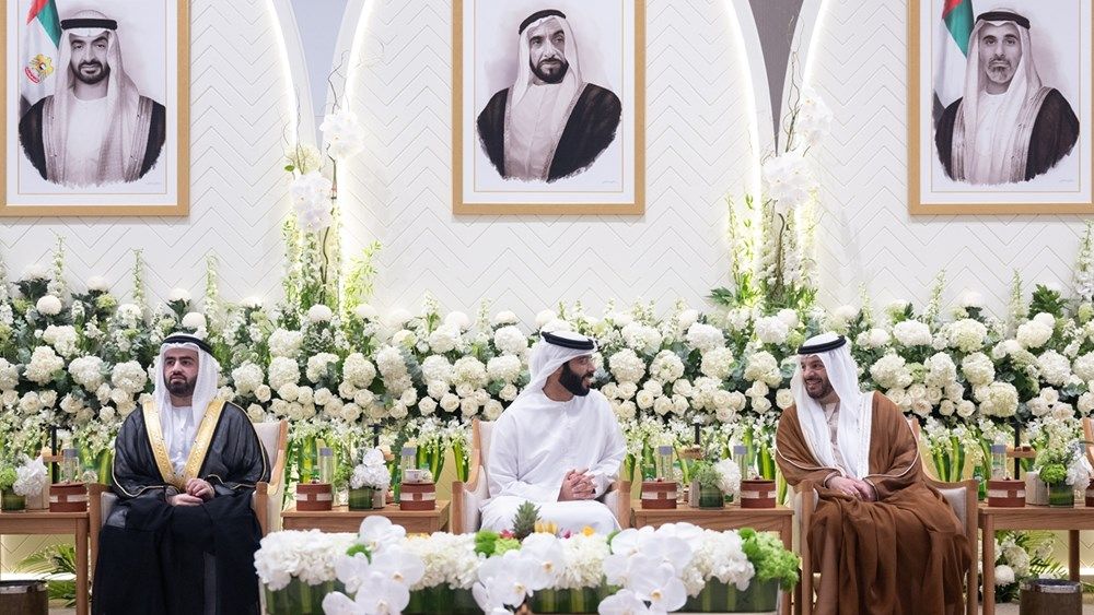 محمد بن راشد وحمدان بن محمد وسيف بن زايد يحضرون أفراح البناي والزرعوني والخوري