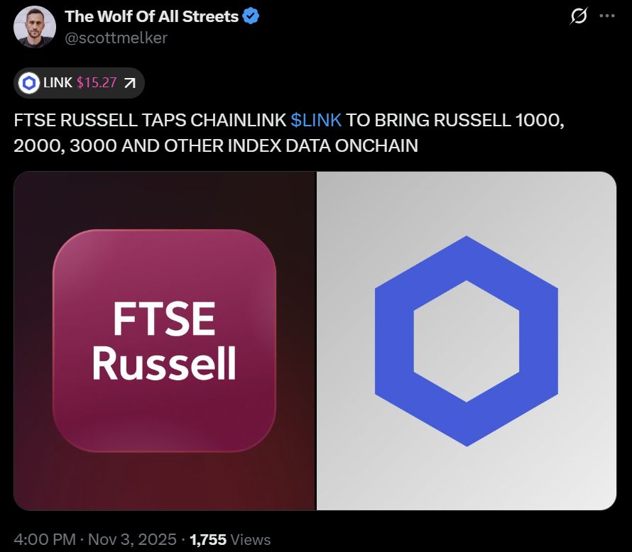 شركة FTSE Russell تتعاون مع Chainlink لنشر مؤشرات الأسهم على السلسلة