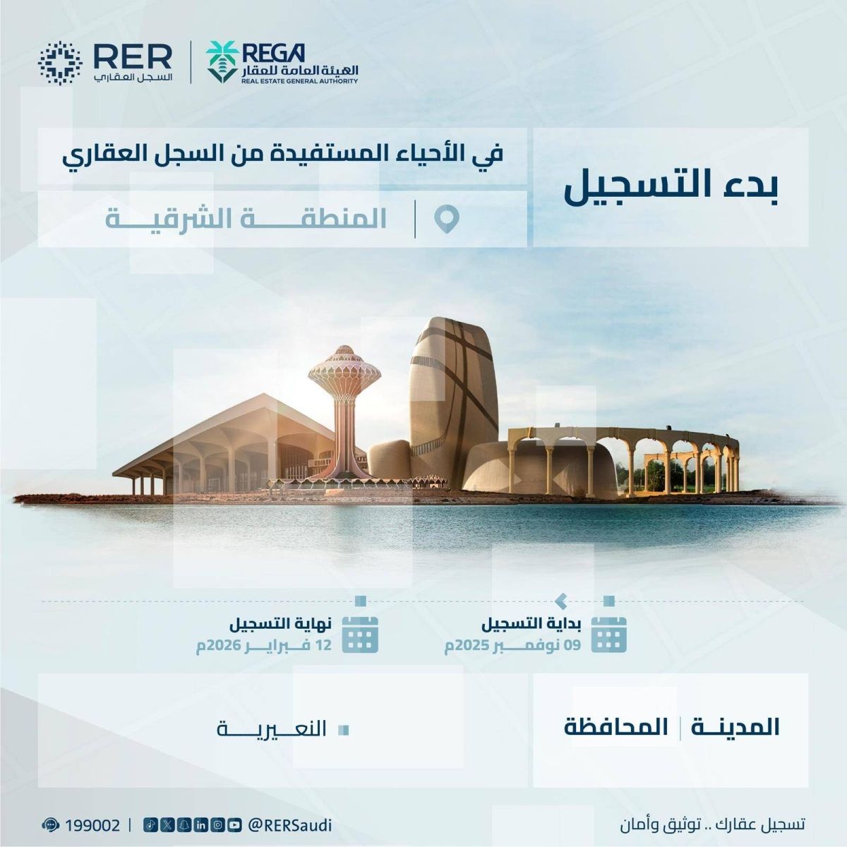 السجل العقاري يبدأ تسجيل 47,257 قطعة عقارية في مناطق الرياض والقصيم والشرقية