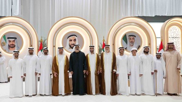 خالد بن محمد بن زايد يحضر حفل استقبال بمناسبة زفاف عمير سعيد المهيري