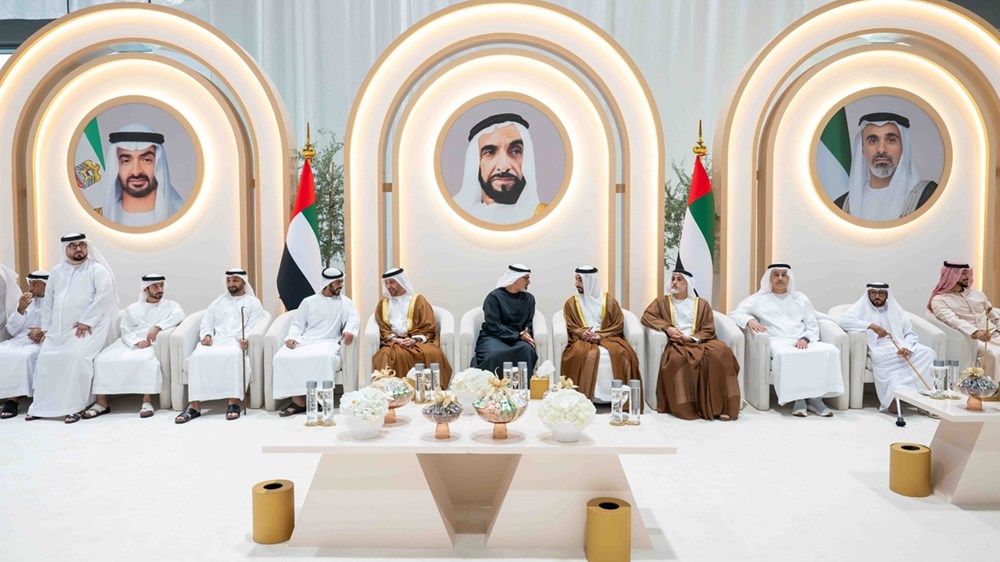 خالد بن محمد بن زايد يحضر حفل استقبال بمناسبة زفاف عمير سعيد المهيري