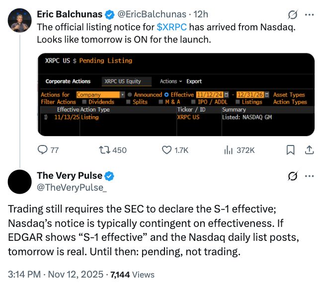 المجتمع يتوقّع إطلاق أول صندوق ETF فوري لعملة XRP في الولايات المتحدة يوم الخميس