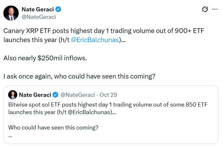 إطلاق صندوق XRP ETF يتفوّق على جميع صناديق 2025 مع تدفقات بقيمة 250 مليون دولار وأحجام تداول قياسية