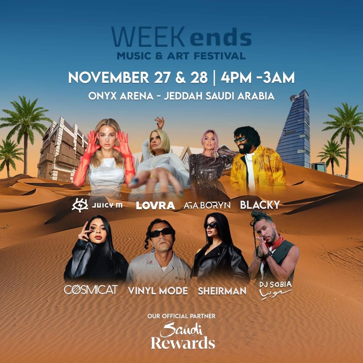 " أونكس أرينا " يحتضن مهرجان " ويكندز " للموسيقى والفنون بمشاركة 22 فنان عالمي ومحلي