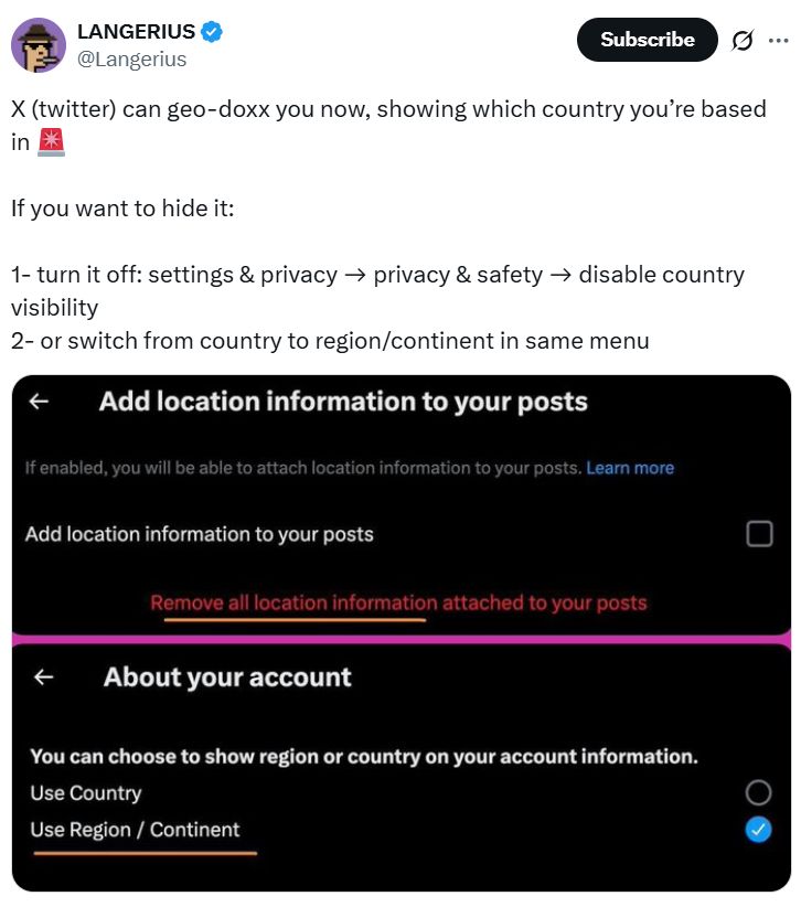 بوتيرين يقول إن ميزة الموقع الجديدة في X "محفوفة بالمخاطر" مع تزايد مخاوف الخصوصية لدى مستخدمي العملات المشفّرة