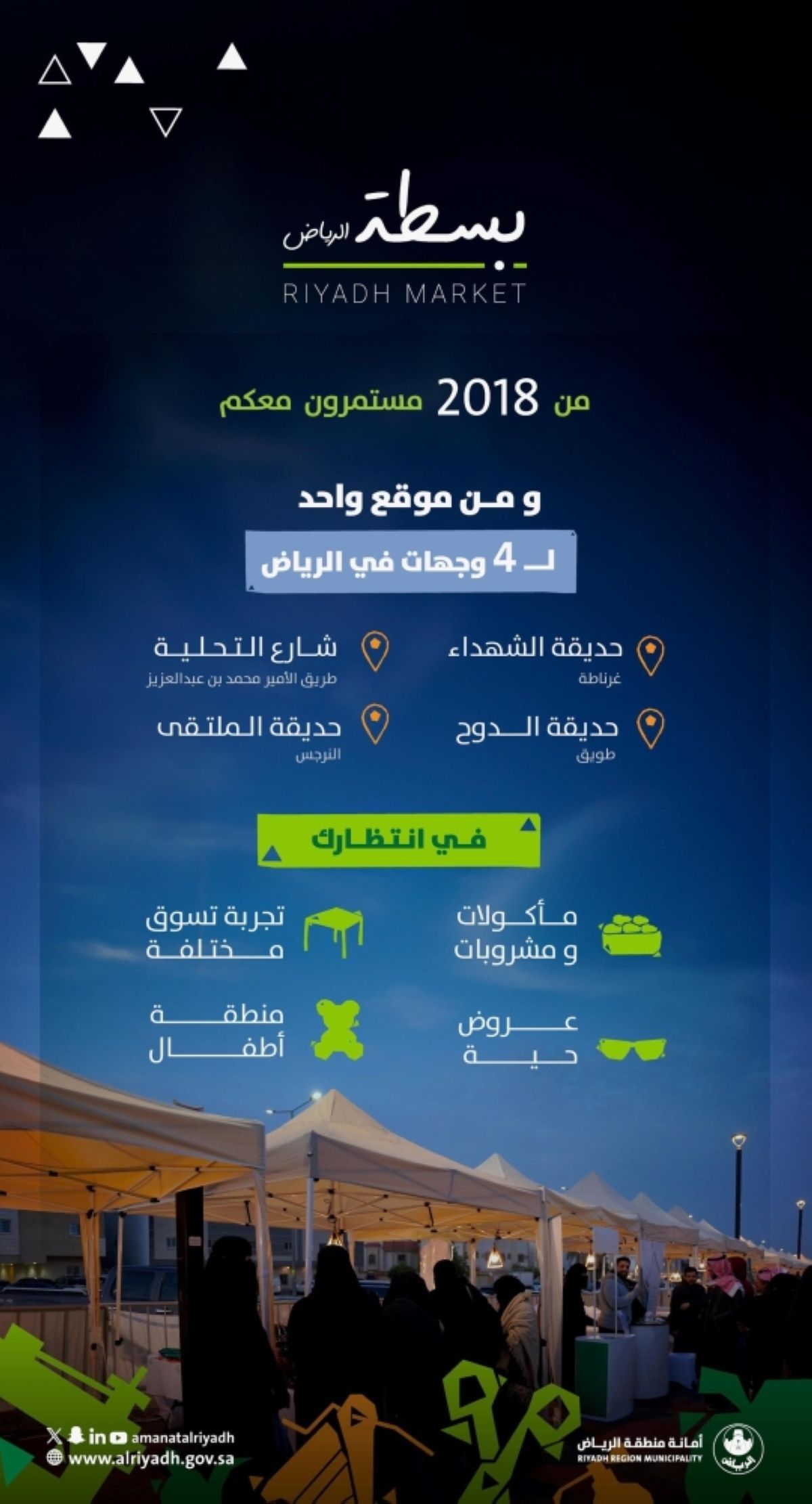 أمانة الرياض تعود 
بفعالية «بسطة الرياض» في 4 مواقع متفرقة