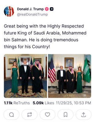 دونالد ترامب نشر صورة لمحمد بن سلمان: الملك المستقبلي للسعودية يقوم بأشياء مذهلة للمملكة