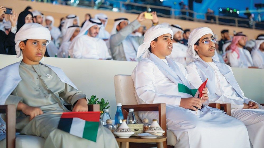 سلطان بن حمدان بن زايد وياس بن حمدان بن زايد يحضران احتفال «عيد الاتحاد» في حصن الظفرة