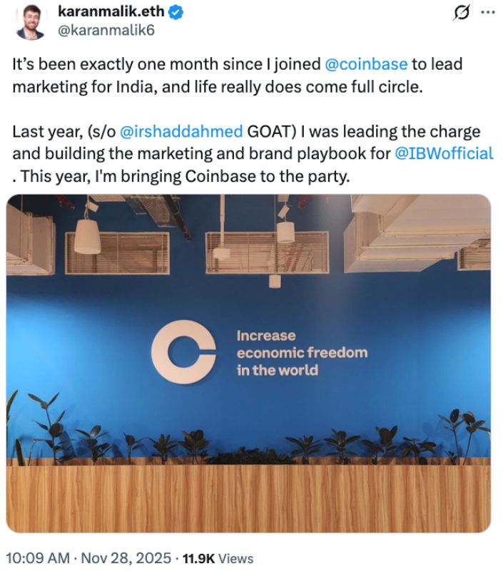 Coinbase تعود بحذر إلى الهند بعد عامين من الخروج