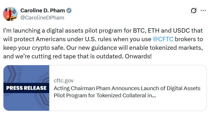 برنامج تجريبي من CFTC يمهّد لاستخدام العملات المشفّرة كضمان في أسواق المشتقات