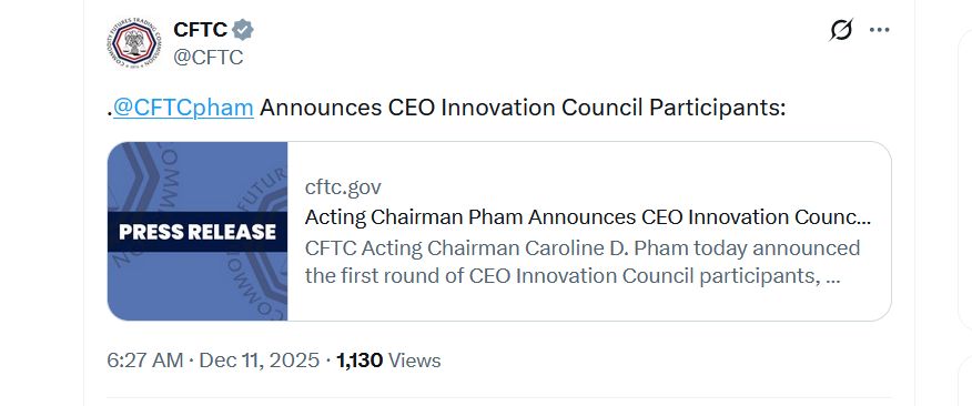 لجنة الابتكار في هيئة تداول السلع الآجلة الأميركية تضم رؤساء منصات تداول وأسواق تنبؤ