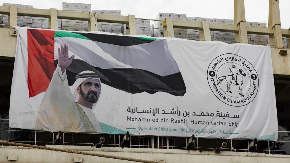 تحميل «سفينة محمد بن راشد الإنسانية» بأكثر من 10 ملايين وجبة دعماً لسكان غزة