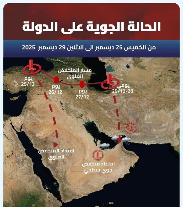 "الوطني للأرصاد": أجواء معتدلة مع أمطار متفرقة من الخميس إلى الاثنين