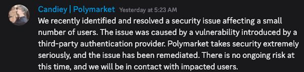 Polymarket: مزوّد خارجي تسبّب في اختراقات حسابات أُبلِغ عنها