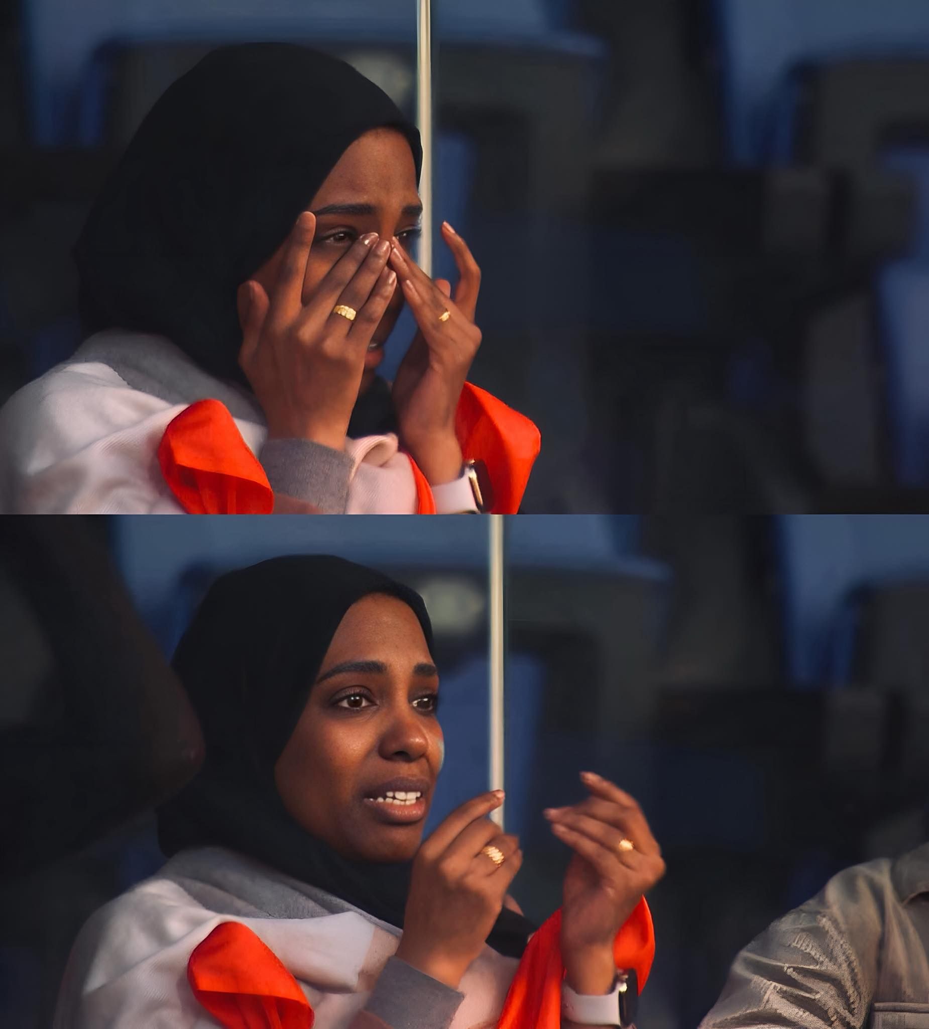 شاهد بالصورة.. إعلامي مصري معروف يتغزل في تفاعل فتاة سودانية عقب نهاية مباراة صقور الجديان وغينيا: (الله على الجمال بكاء مشجعة سودانية بعد فوز المنتخب السوداني)