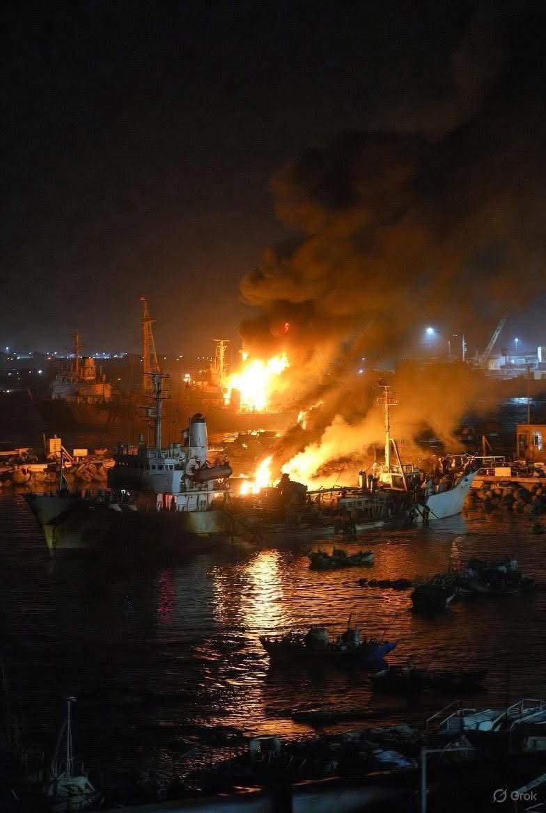 بالفيديو.. مشاهد لاحتراق العتاد والأسلحة القادمة من الفجيرة إلى المكلا