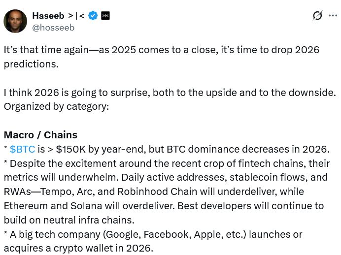 تنفيذي في Dragonfly: شركة تقنية عملاقة ستطلق محفظة عملات مشفرة… وسلاسل الطبقة الأولى للـFintech ستفشل
