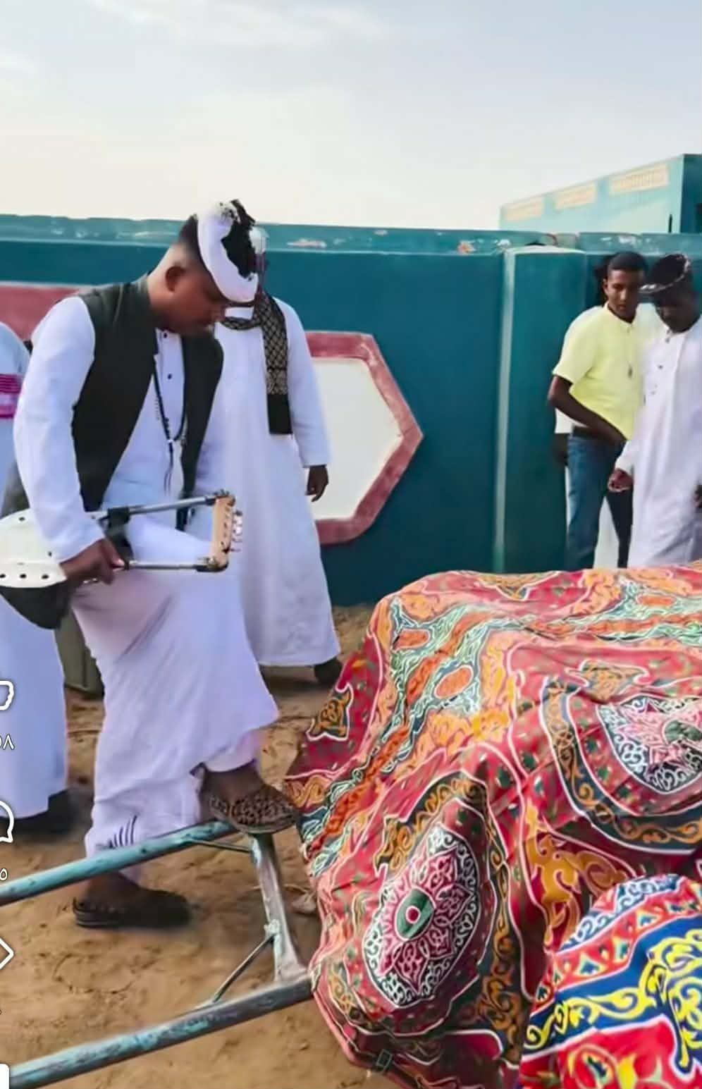 شاهد بالفيديو.. فنان الربابة “ود دوبا” يغني على ظهر “كارو” كمسرح تم تجهيزه له بإحدى القرى